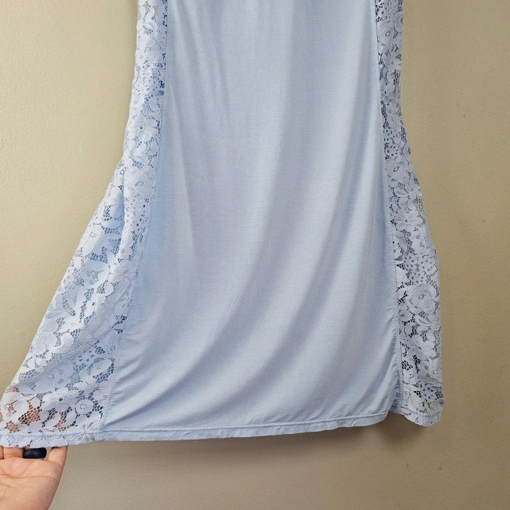 Adore Me Kamryn Blue Slip Chemise Nightgown Sz 1X Light Blue Lace Side Jersey - Picture 3 of 7